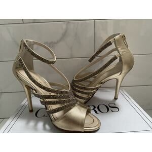 Caparros Platino Metallic Gold Open Toes Sz 61/2 M